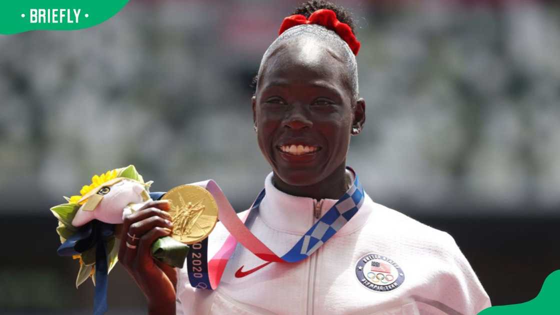 Athing Mu during the Tokyo 2020 Olympic Games at Olympic Stadium Athing Mu during the Tokyo 2020 Olympic Games at Olympic Stadium