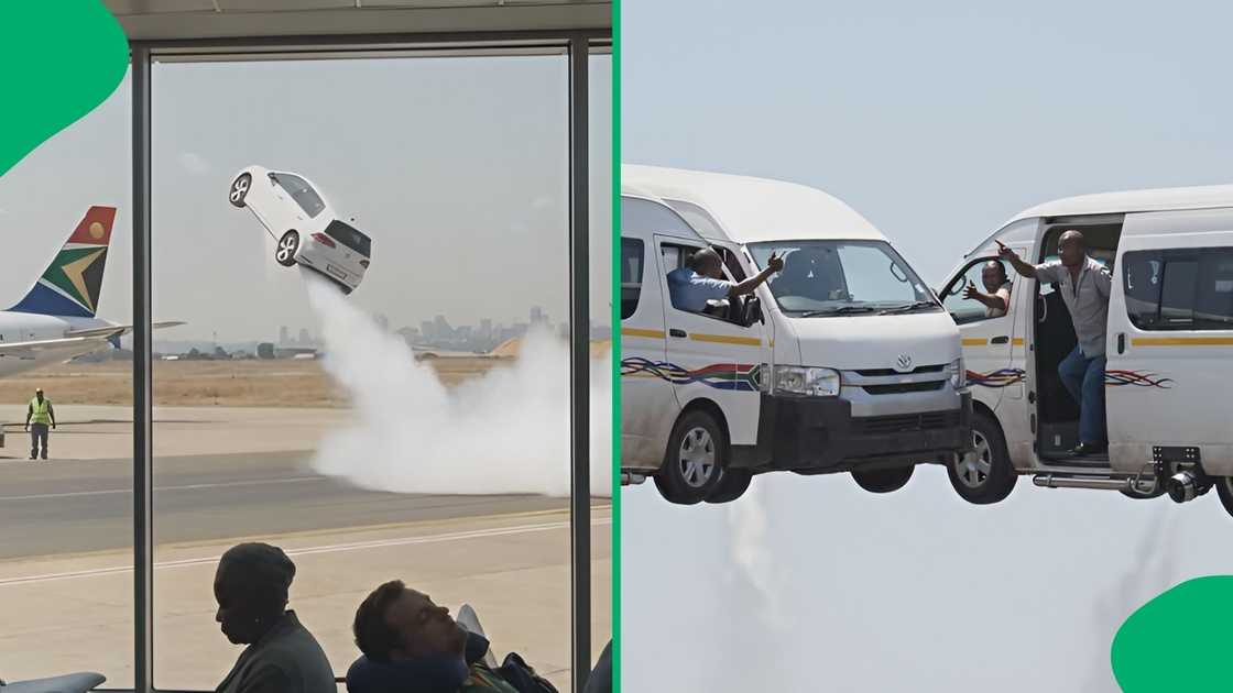 The hilarious clip features futuristic sports cars and airborne taxis navigating typical local chaos