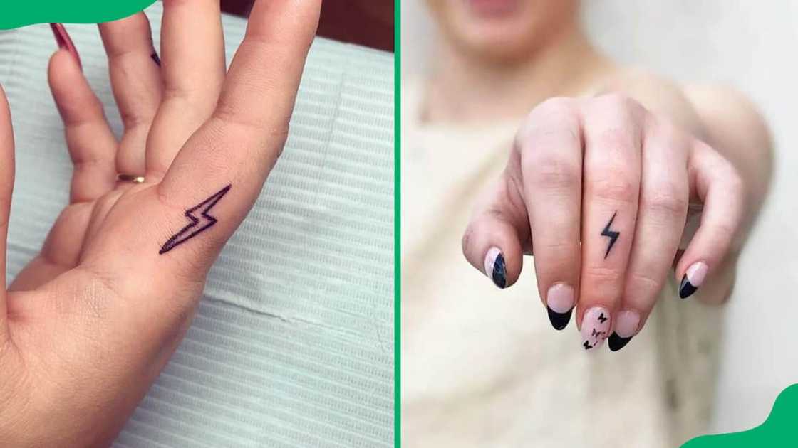 Lightning finger tattoo