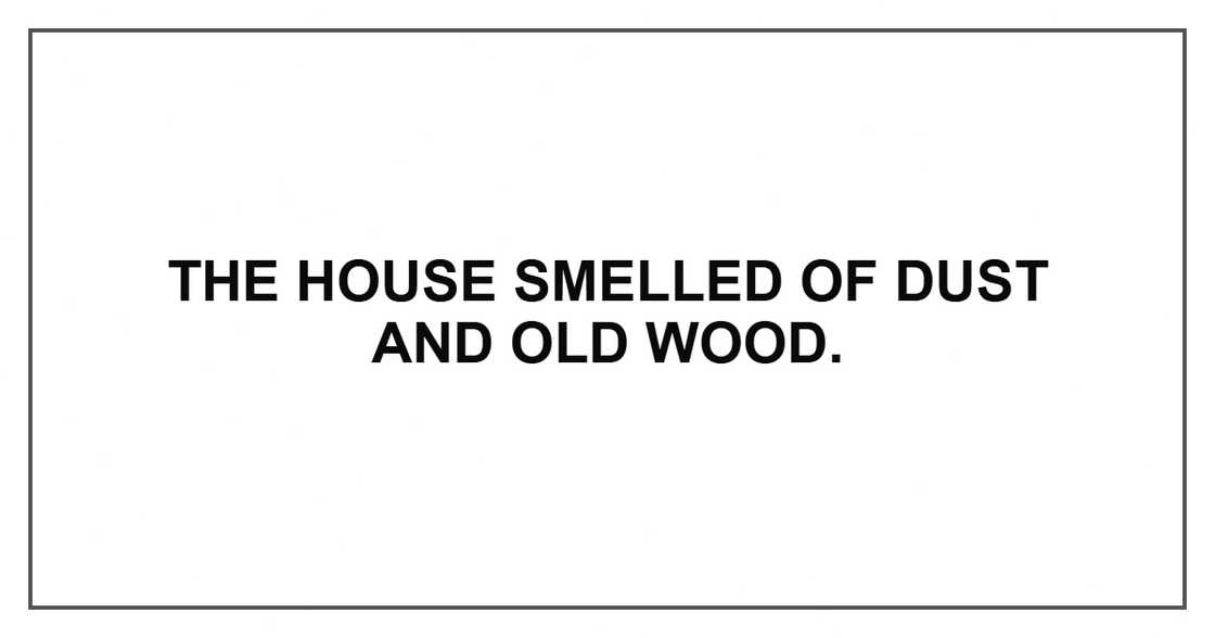 The house smelled of dust and old wood.