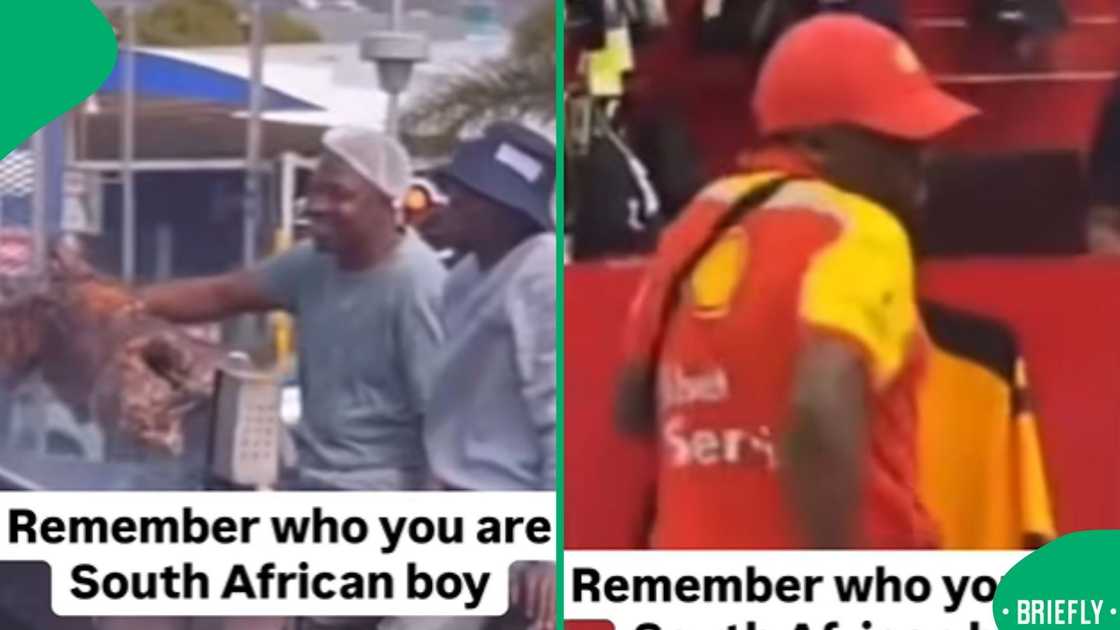 The visual on the right captured a petrol attendant dancing The visual on the right captured a petrol attendant dancing