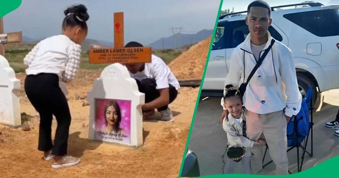 A father took his daughter to her mother's grave on her heavenly birthday.