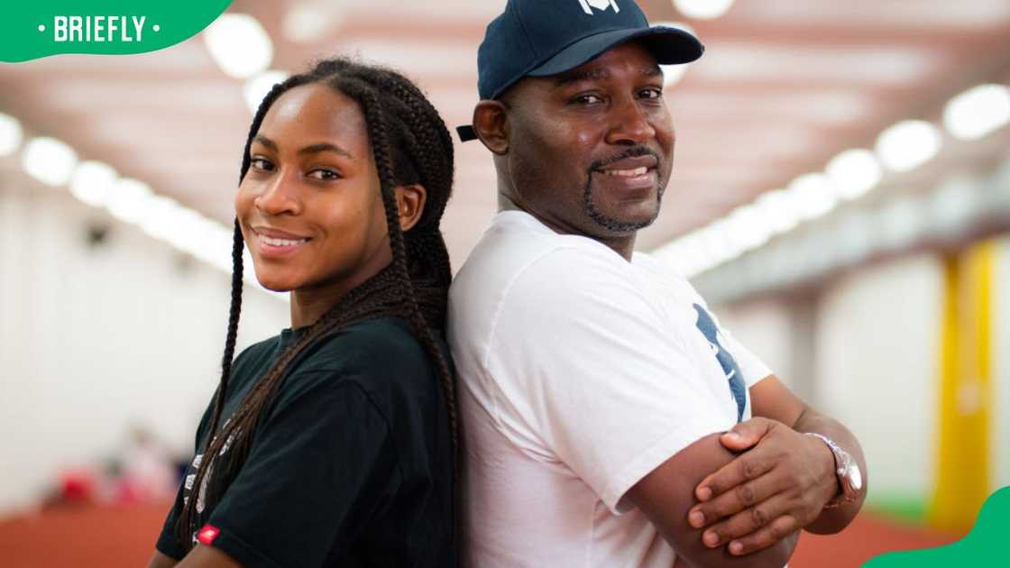 Corey and Coco Gauff posing for a photo at the J&T Banka Ostrava Open in 2020