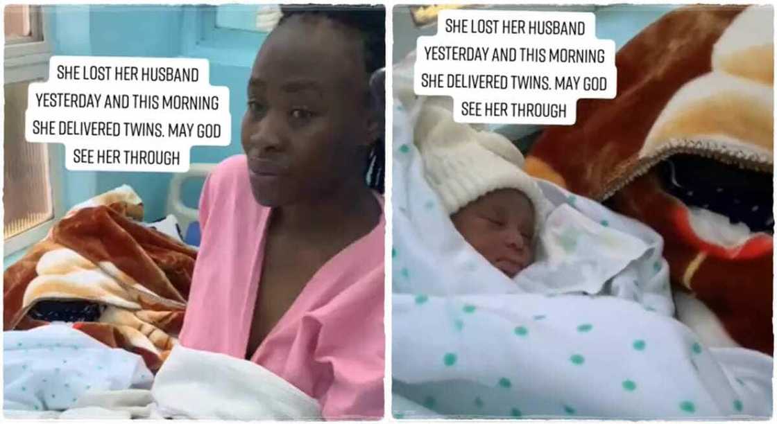 A woman who welcomed twin babies. A woman who welcomed twin babies.