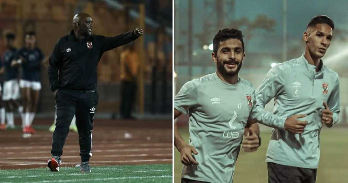Al Ahly coach Pitso Mosimane failed to claim a win as they lost to Ghazl El Mehalla Mahalla on Monday. Image: @AlAhly/Twitter Al Ahly coach Pitso Mosimane failed to claim a win as they lost to Ghazl El Mehalla Mahalla on Monday. Image: @AlAhly/Twitter