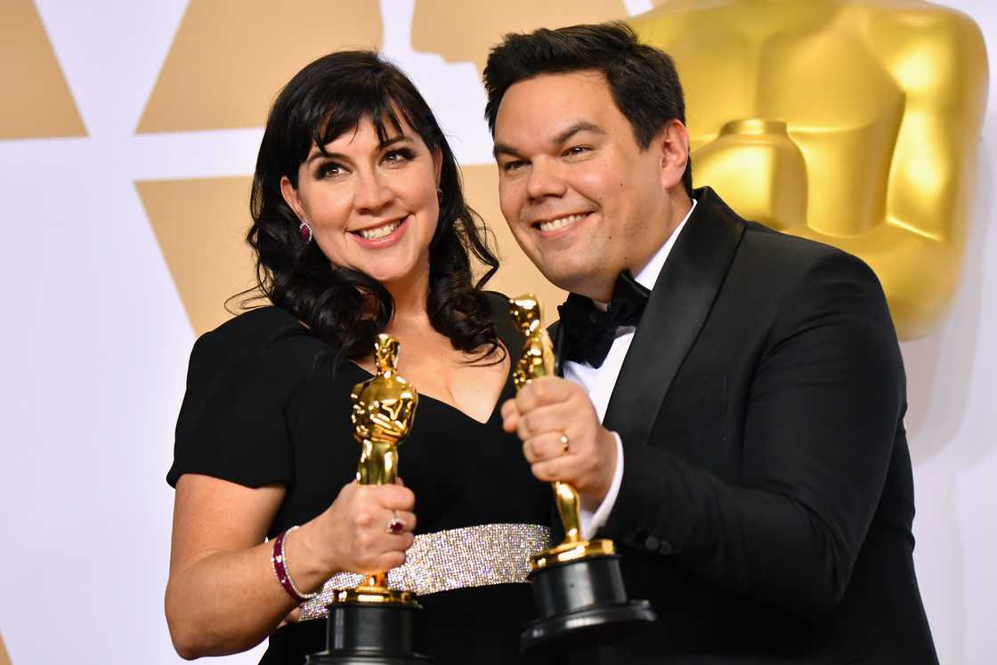 Songwriters Kristen Anderson-Lopez and Robert Lopez at the Oscars