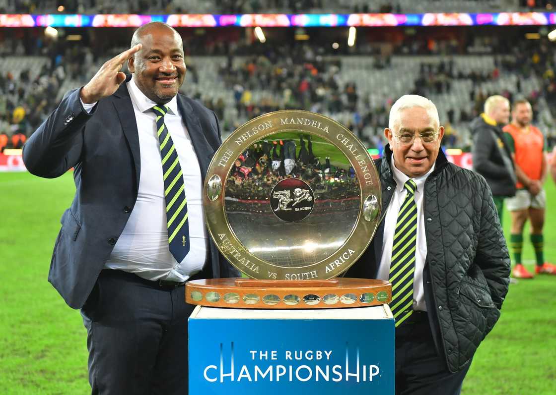 Gayton McKenzie, SA's Minister of Sports, Arts and Culture and Mark Alexander, the president of SA Rugby Gayton McKenzie, SA's Minister of Sports, Arts and Culture and Mark Alexander, the president of SA Rugby