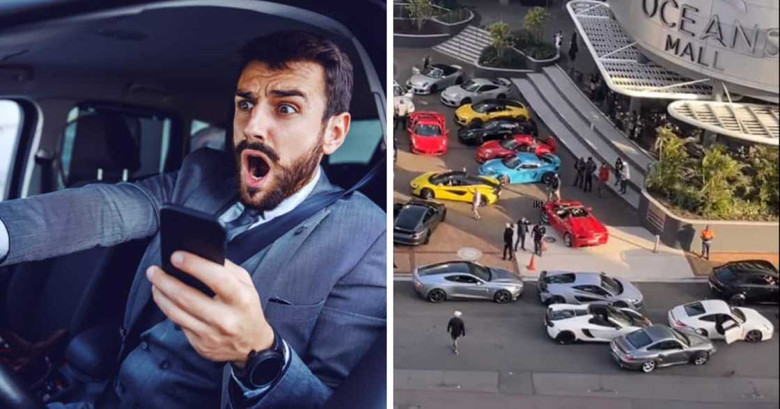 Three vehicle collision between a luxury SUV and two Porsches Three vehicle collision between a luxury SUV and two Porsches