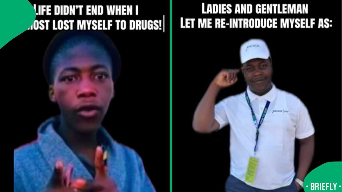 The visual on the right showed him after he had recovered