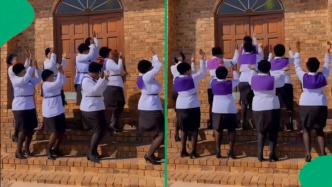 A TikTok video shows church women taking on the Mkhukhu dance challenge.