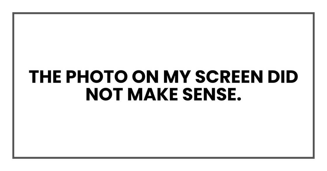 the photo on my screen did not make sense