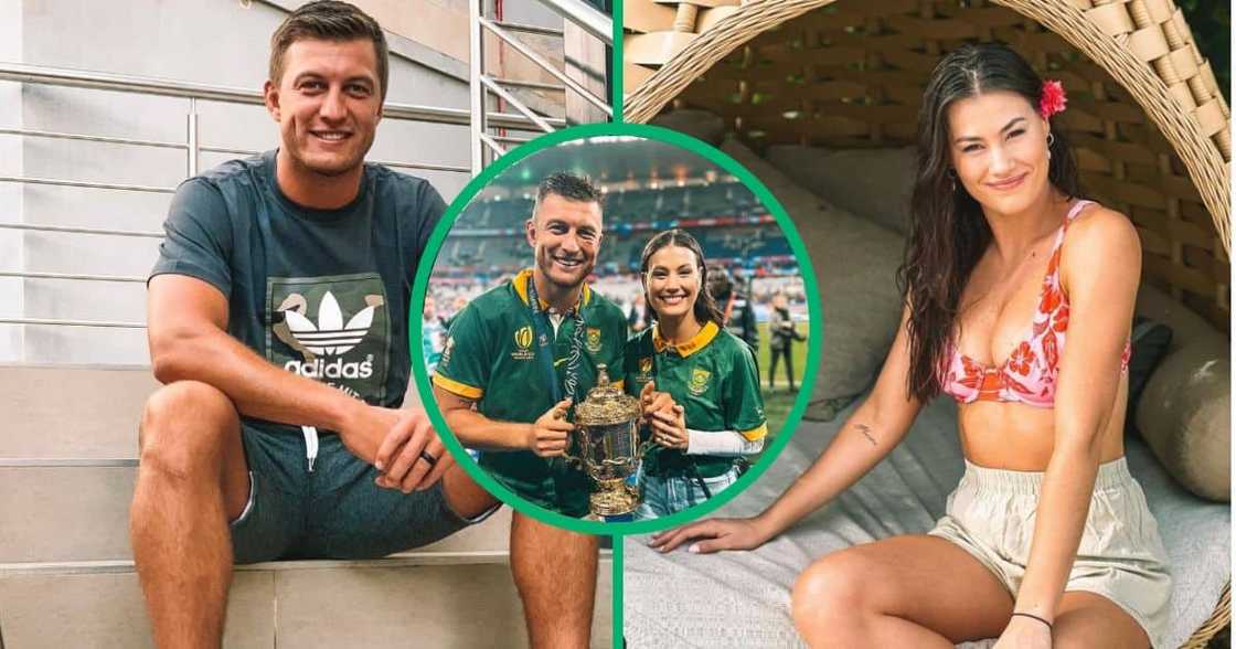 Springboks Handré and his wife Marise Pollard in France after winning 2023 Rugby World Cup. Springboks Handré and his wife Marise Pollard in France after winning 2023 Rugby World Cup.