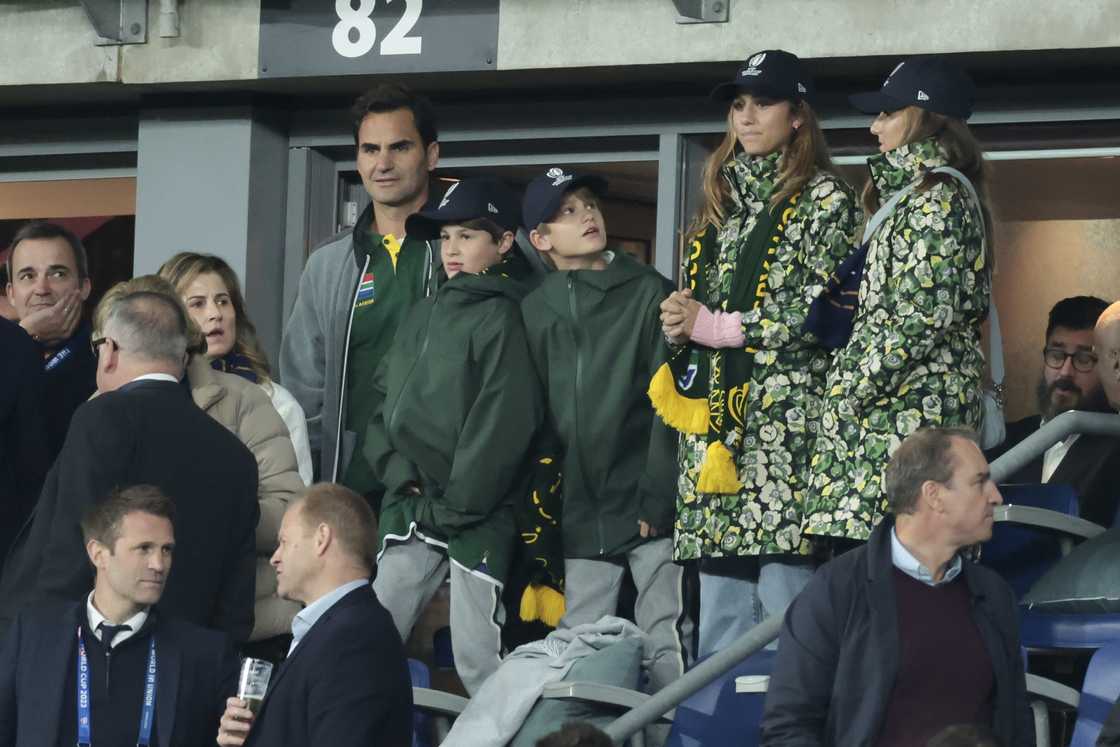 Roger Federer with his kids at Stade de France in Saint-Denis, France.