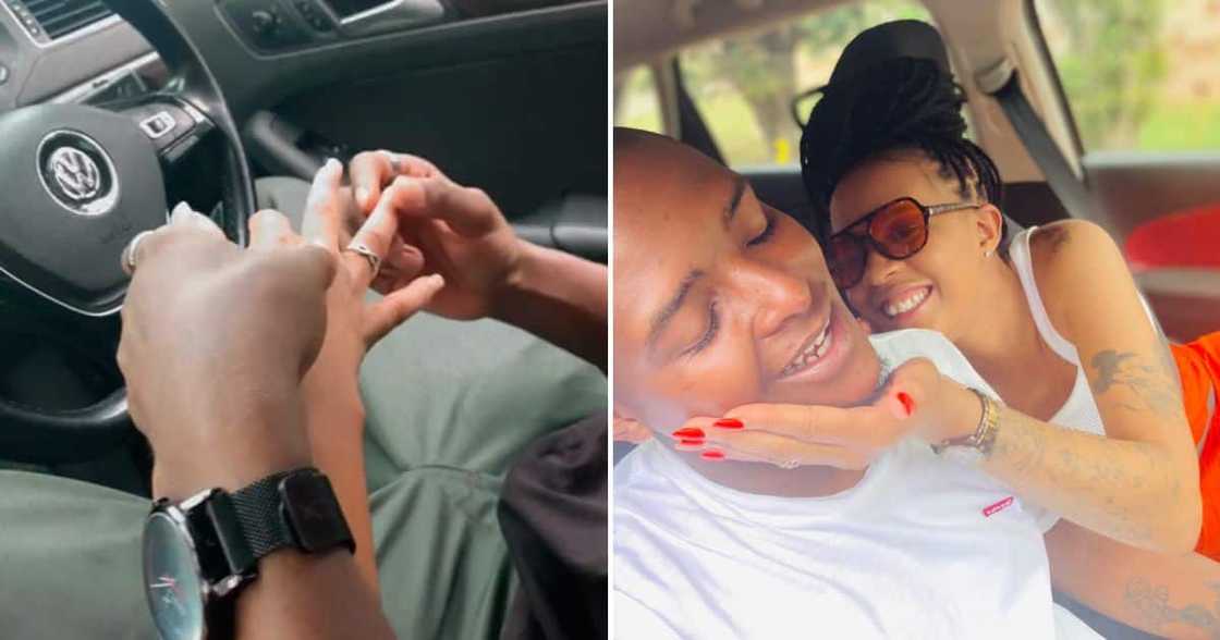 Woman gets ring from bae Woman gets ring from bae