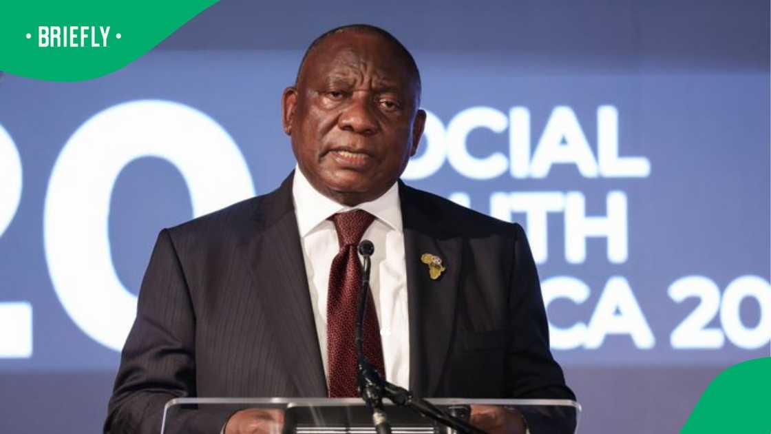 A picture of President Ramaphosa giving a closing address at the G20 Social Summit at Nascrec. A picture of President Ramaphosa giving a closing address at the G20 Social Summit at Nascrec.