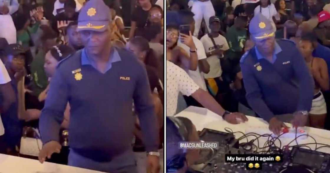 SAPS Officer Crashes DJ Set And Quickly Ends Party: "The only serious cop in SA khumalo"