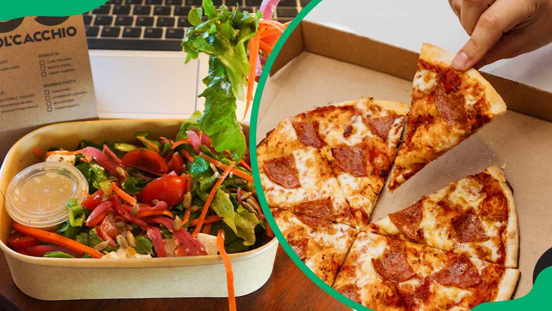 Col'cacchio Haasendal's salad and pizza (L-R) Col'cacchio Haasendal's salad and pizza (L-R)