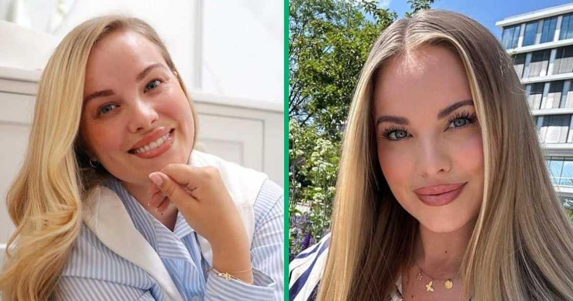 White woman poses for photos. White woman poses for photos.