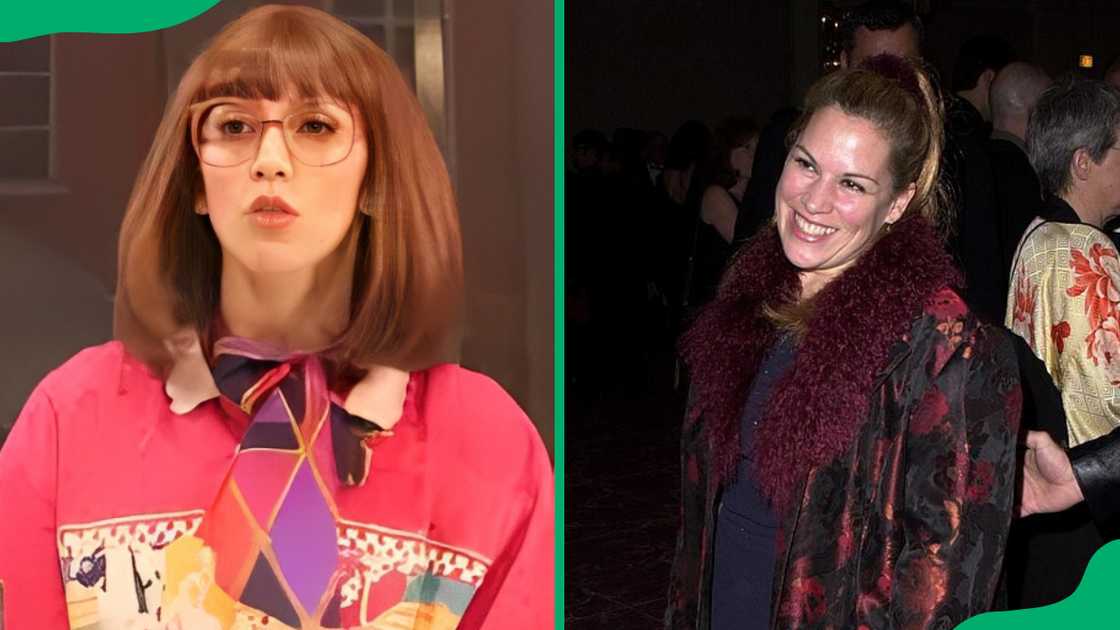 Wendie J. Sperber in Back to the Future (L). Wendie J. Sperber in Los Angeles, California in 2001(R). Wendie J. Sperber in Back to the Future (L). Wendie J. Sperber in Los Angeles, California in 2001(R).