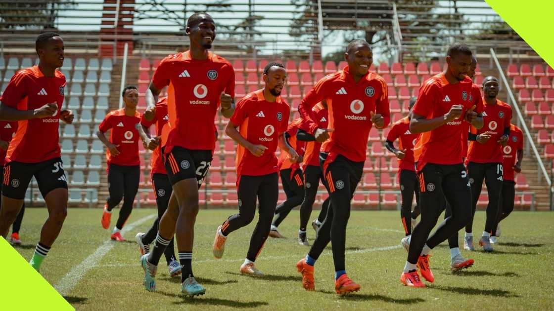 Orlando Pirates players in training ahead of the match against Al Ahly.