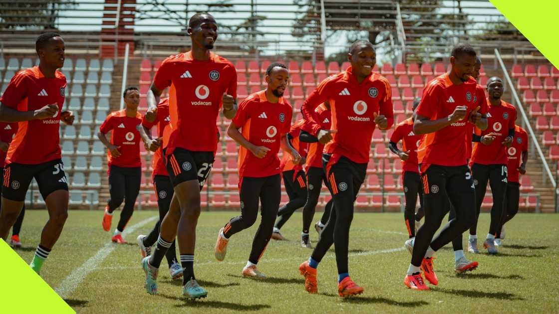 Orlando Pirates players in training ahead of the match against Al Ahly. Orlando Pirates players in training ahead of the match against Al Ahly.
