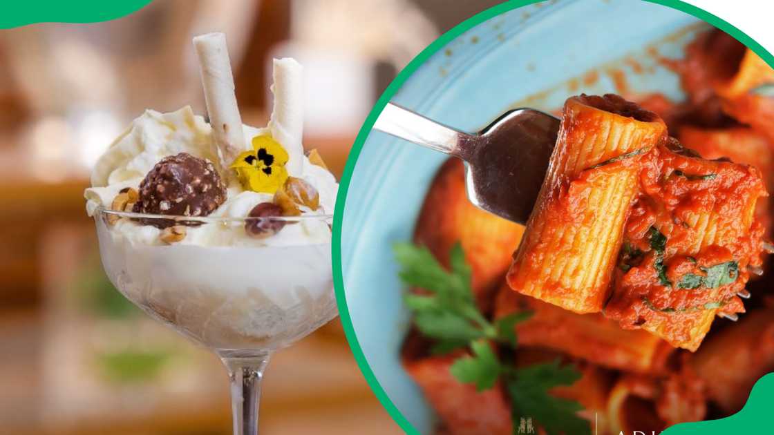 Frangelico Cheeky Sundae (L). Rigatoni (R)