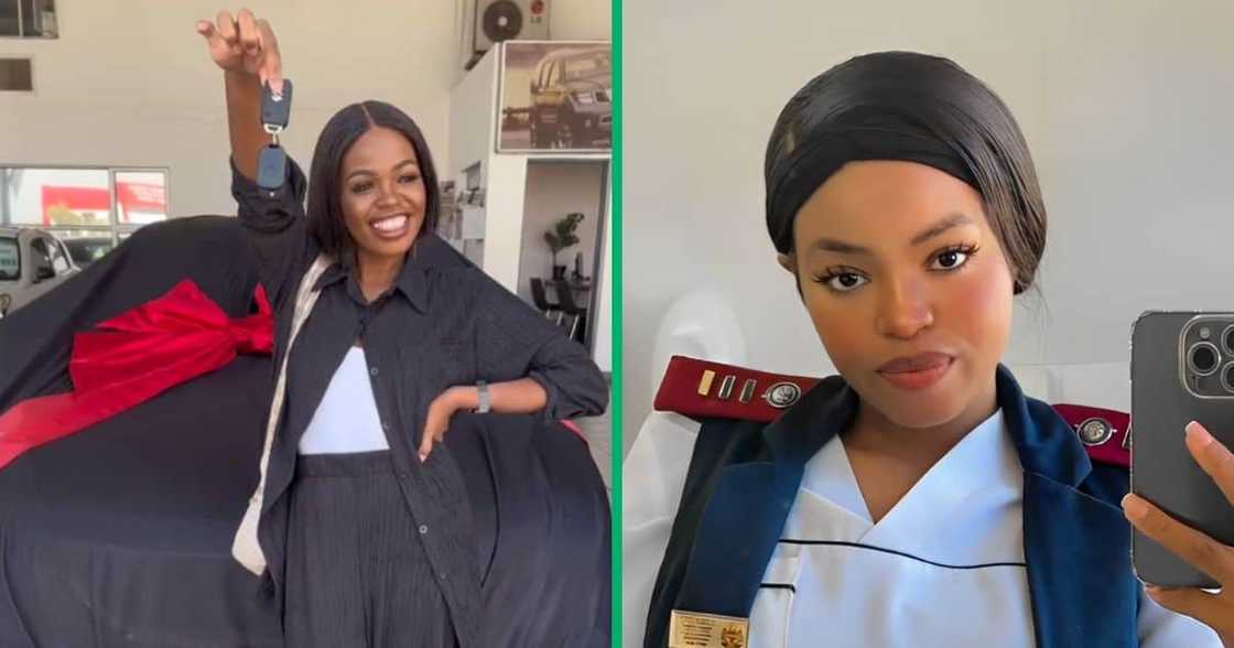 South African nurse took to her TikTok account to show off Suzuki Baleno as her first car. South African nurse took to her TikTok account to show off Suzuki Baleno as her first car.