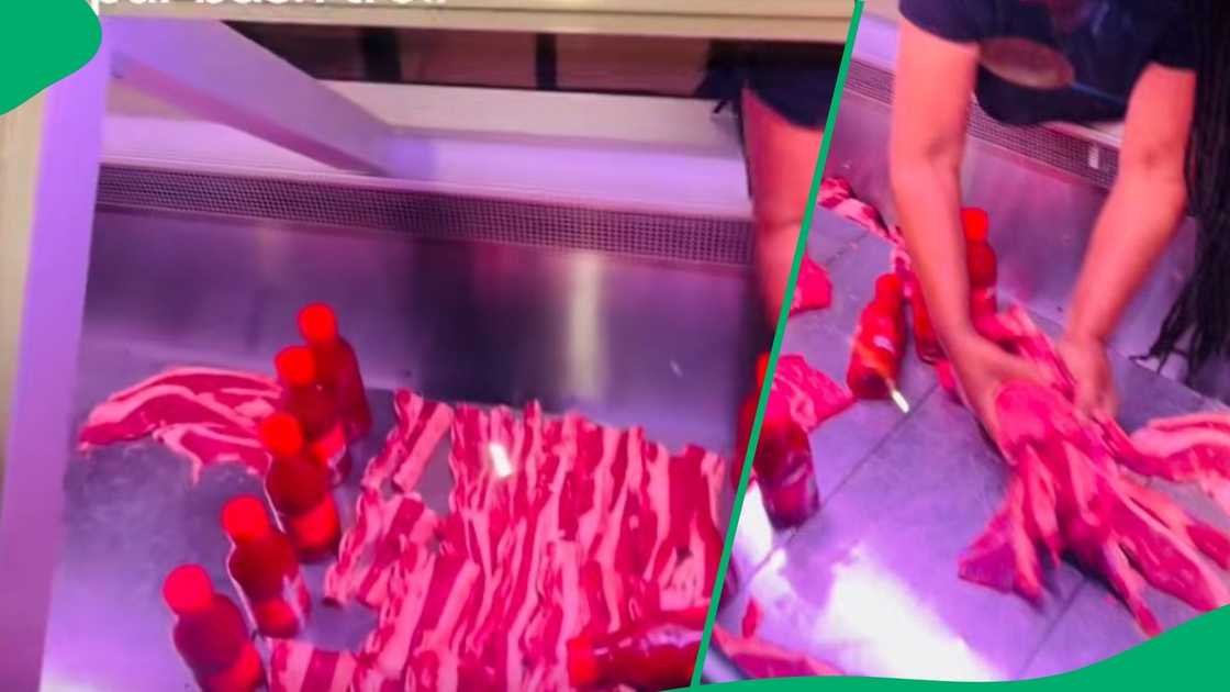 Woman finishes trolley dash by going to butchery