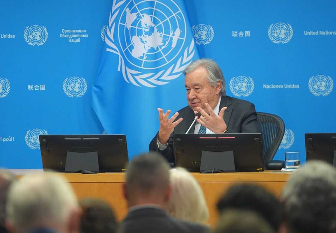 Antonio Guterres held a press briefing in New York, United States Antonio Guterres held a press briefing in New York, United States