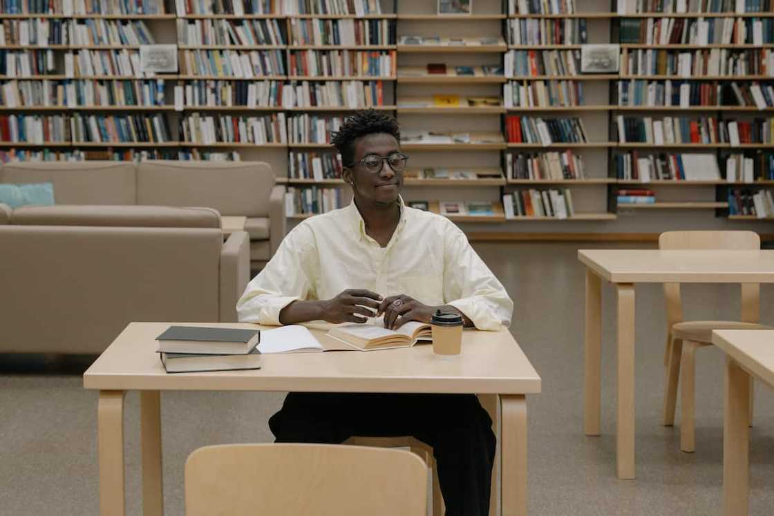 A student in the library A student in the library