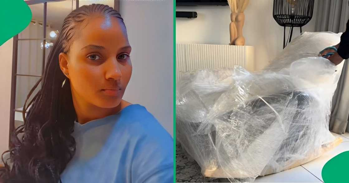 A TikTok video shows a woman unboxing her R5K rocking chair from Mr Price Home. A TikTok video shows a woman unboxing her R5K rocking chair from Mr Price Home.