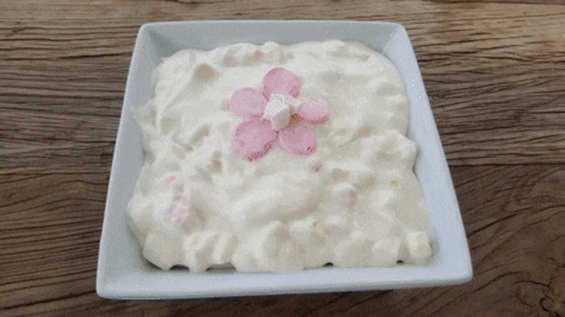 A slice of refrigerated marshmallow tart