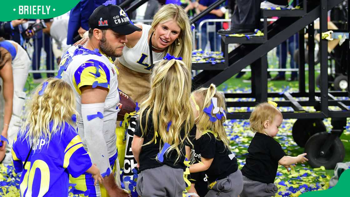 Matthew Stafford and family at Super Bowl LVI Matthew Stafford and family at Super Bowl LVI