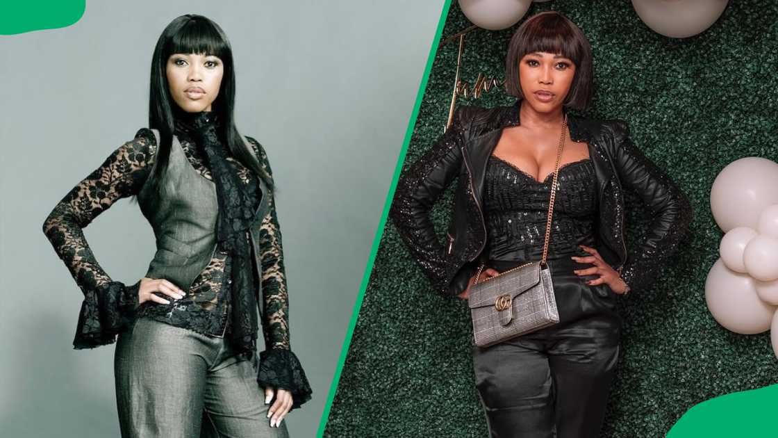 Sonia Mbele in black outfits