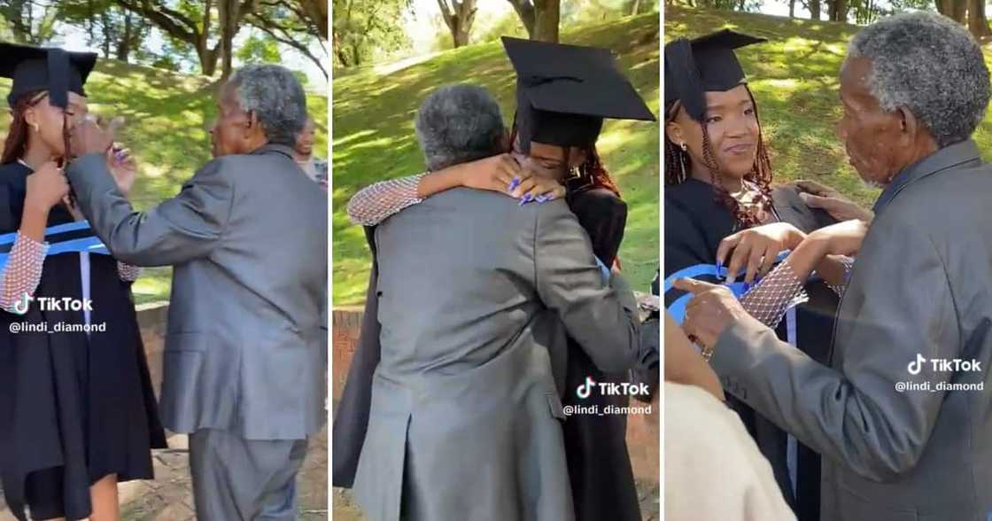 A woman honoured her grandfather on graduation day A woman honoured her grandfather on graduation day