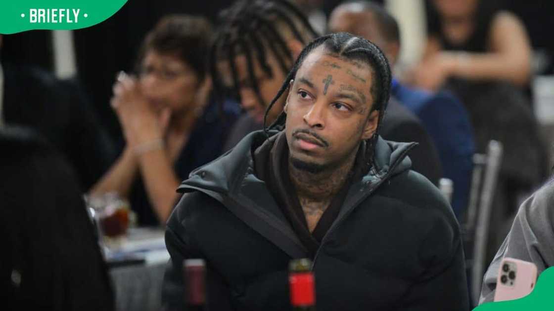 Rapper 21 Savage during the 21 Savage Presents Throwback Atlanta Birthday Celebration at Underground Atlanta in 2023 Rapper 21 Savage during the 21 Savage Presents Throwback Atlanta Birthday Celebration at Underground Atlanta in 2023