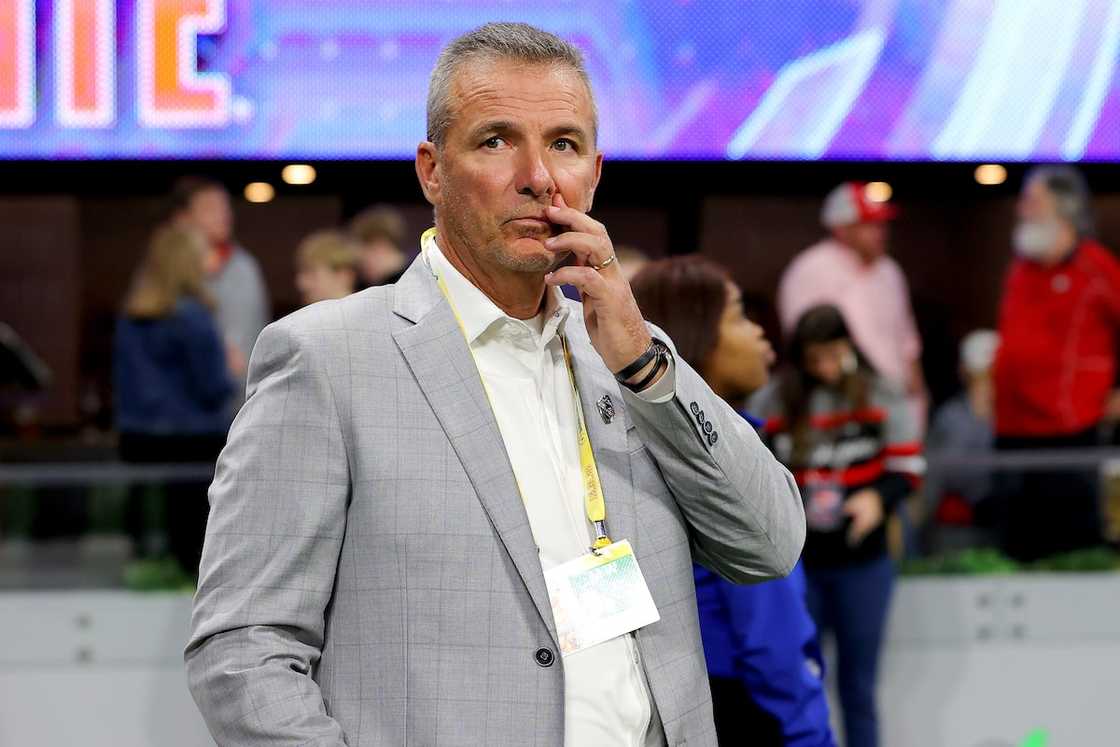 Urban Meyer is seen prior to the game between the Ohio State Buckeyes and the Georgia Bulldogs