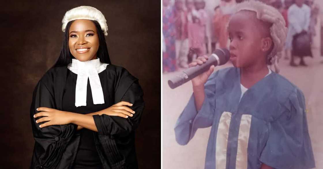 A young lady is happy about achieving her long-term dream of becoming a barrister A young lady is happy about achieving her long-term dream of becoming a barrister