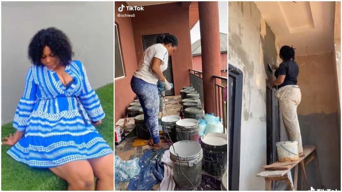 Female painters in Nigeria/the lady looks focused at work.