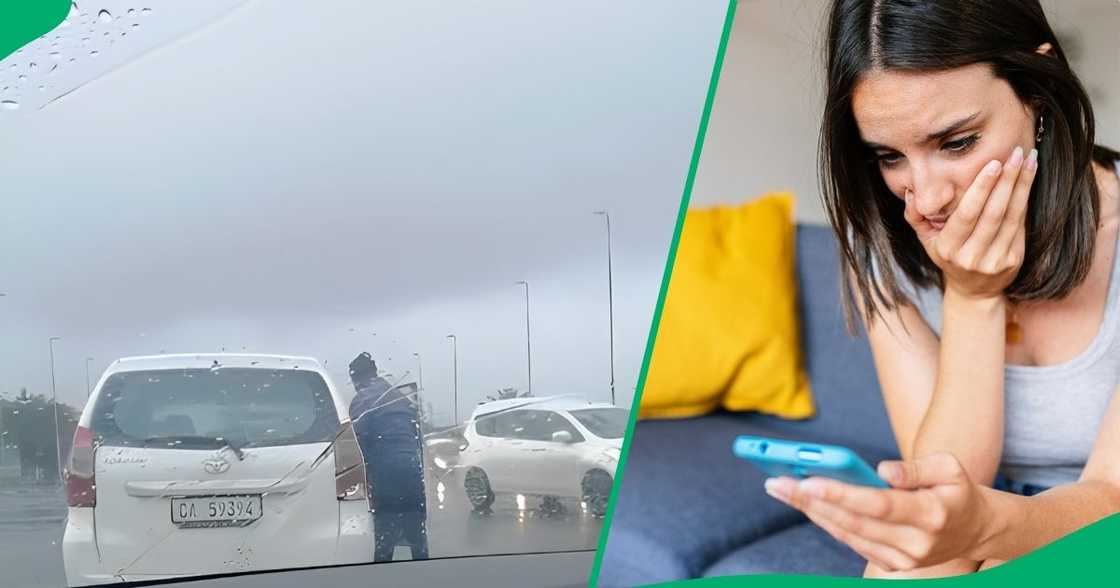 A man was so pressed that he decided to release himself mid-traffic. A man was so pressed that he decided to release himself mid-traffic.