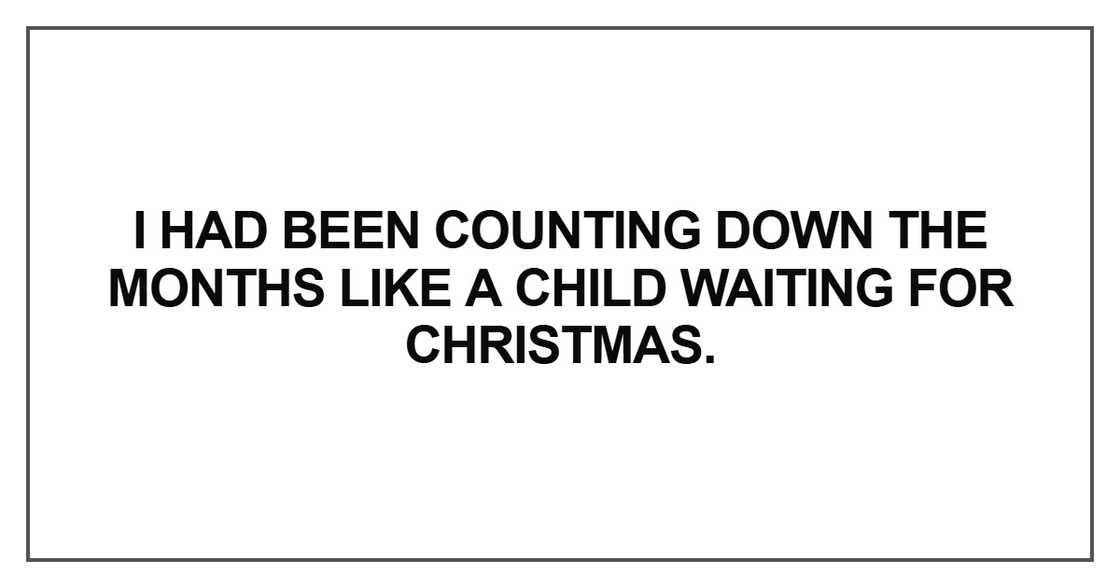 I had been counting down the months like a child