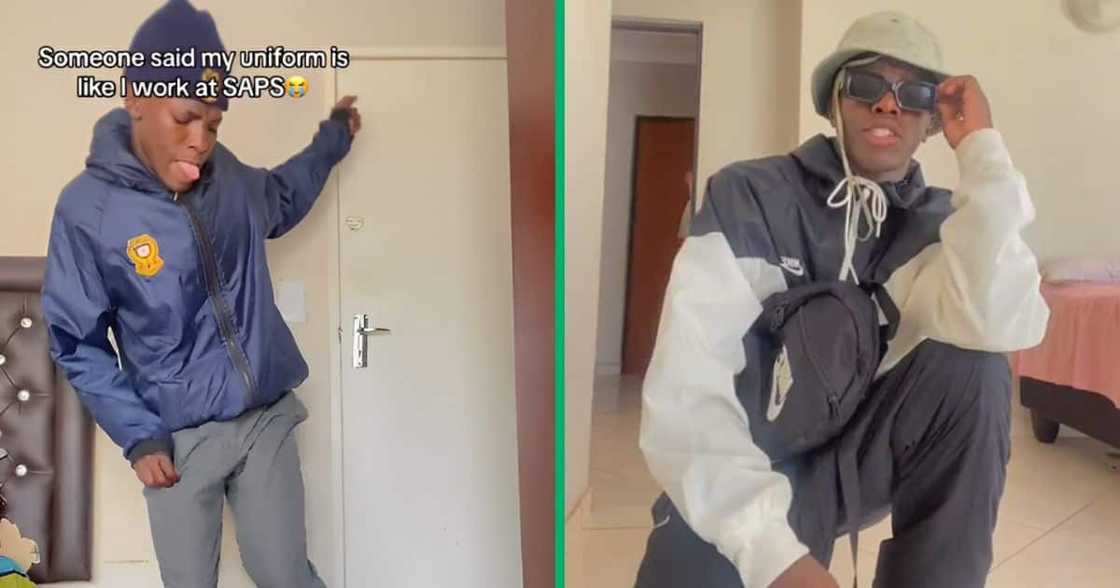 TikTok users said a boy's school uniform looked like it was made for police officers. TikTok users said a boy's school uniform looked like it was made for police officers.