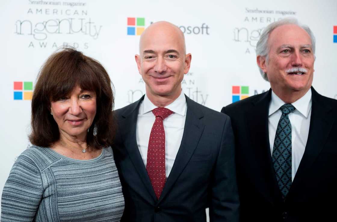 Tech billionaire Jeff Bezos with his parents Mike and Jackie during the 2016 American Ingenuity Awards in Washington, DC. Tech billionaire Jeff Bezos with his parents Mike and Jackie during the 2016 American Ingenuity Awards in Washington, DC.