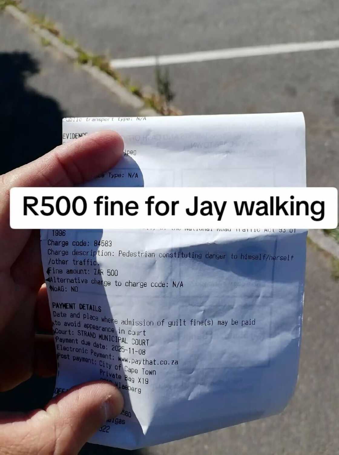 South Africans were left stunned after a Cape Town man shared his jaywalking fine story. South Africans were left stunned after a Cape Town man shared his jaywalking fine story.