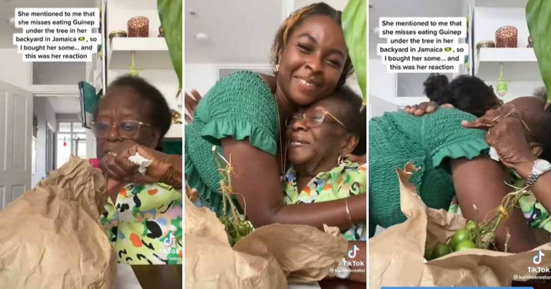 Granny thanking her thoughtful granddaughter Granny thanking her thoughtful granddaughter