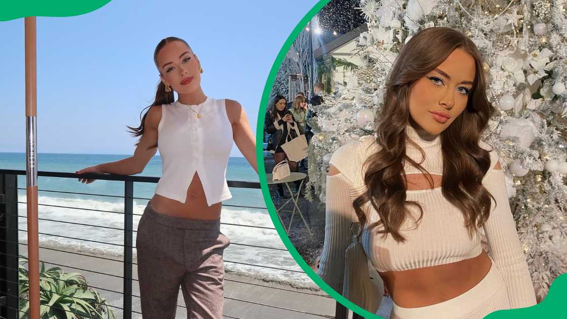 Broke Schofield posing near a beach (L). The TikTok star standing in front of a well-decorated Christmas tree (R) Broke Schofield posing near a beach (L). The TikTok star standing in front of a well-decorated Christmas tree (R)