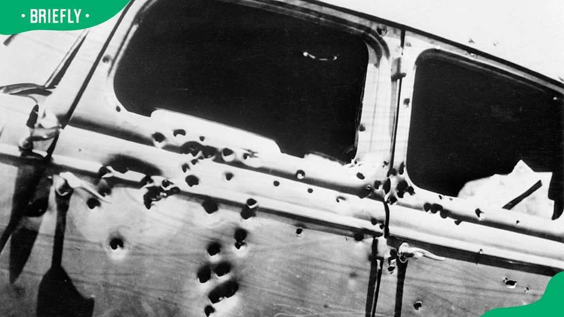 Bullet holes in Bonnie and Clyde's car