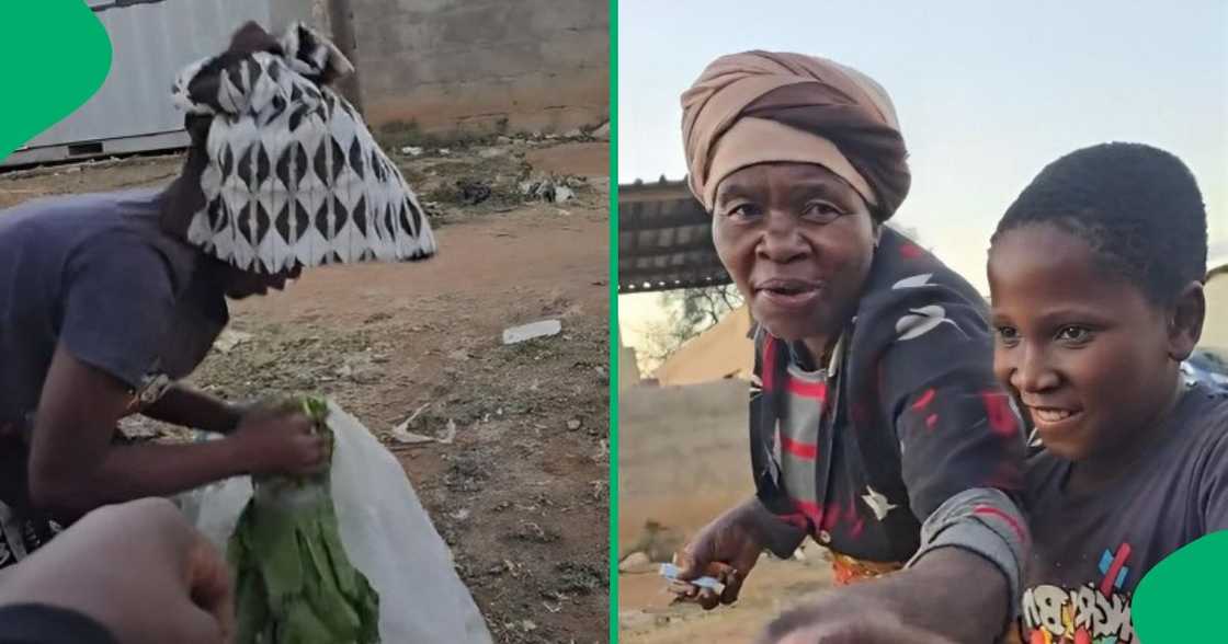 Philanthropist BI Phakthi blessed a young spinach seller and his grandmother.