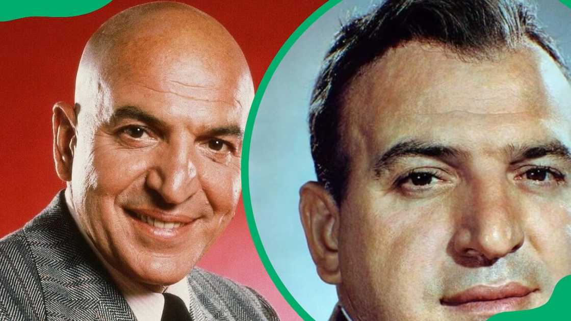 Telly Savalas posing for a photo Telly Savalas posing for a photo