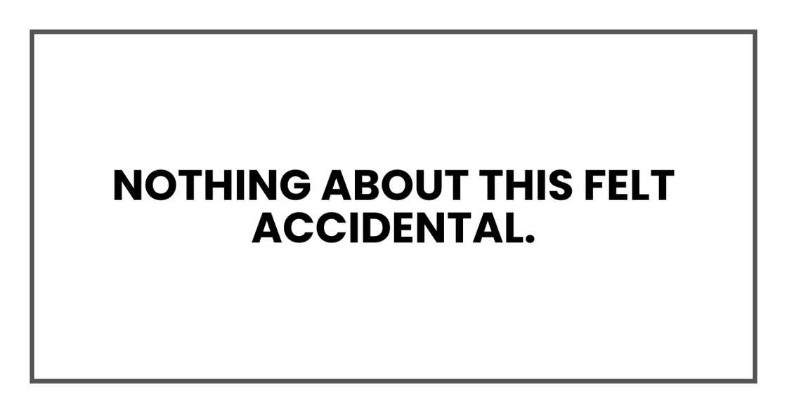 Nothing about this felt accidental. Nothing about this felt accidental.